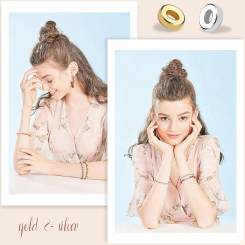 1500pcs 6mm Flat Round Spacer Beads Disc Loose Jewelry Making Beads for DIY Bracelet Necklace Earring Craft Supplies, Gold & Silver...