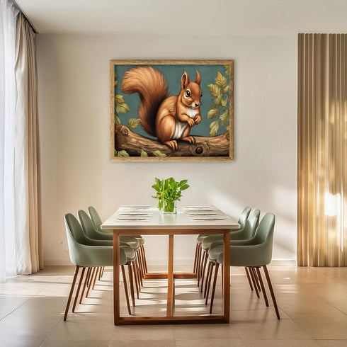 Posterizer 1 pcs- Cute squirrel on the tree, oil painting style-Art for Animal Lovers- Gift for Men Women Entrepreneur Teens-Living Room Bedroom D...