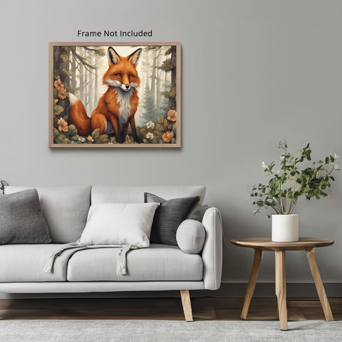 Posterizer 1 pcs- Cute red fox in the jungle-Art for Animal Lovers- Gift for Men Women Entrepreneur Teens-Decor for Home & Office- unframed wall a...