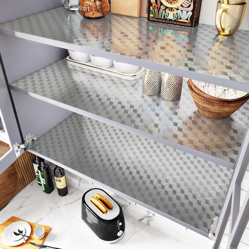 WESTICK Stainless Steel Contact Paper 80”x15.75” Oil Proof Stainless Steel Wallpaper Peel and Stick Kitchen Wallpaper Heat Resistant Silver Contac...