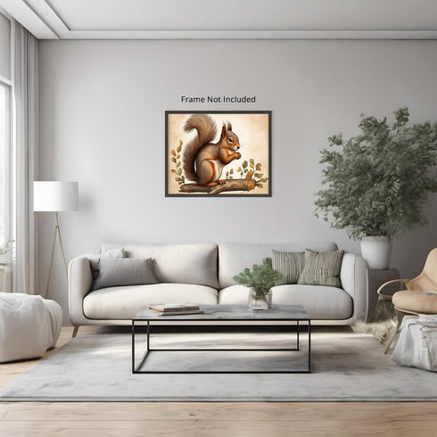Posterizer 1 pcs- Cute squirrel on a trunk with green leaves-Art for Animal Lovers- Gift for Men Women Entrepreneur Teens-decor for Bedroom, Offic...