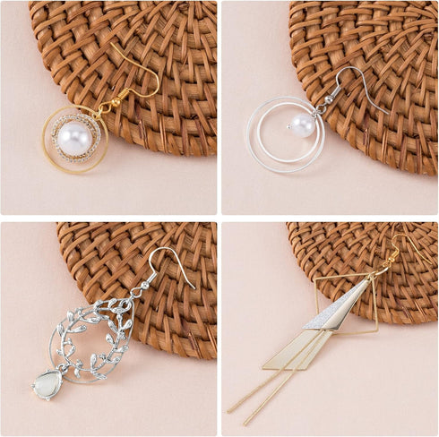 PAGOW 96Pcs Earring Hoop Jewelry Making, Hypoallergenic Teardrop Square Round Silver Gold Earrings Beading Hoop Bulk for DIY Crafts Accessories Su...