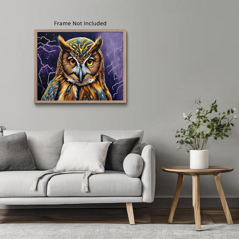 Posterizer 1 pcs- Abstract print of an owl with a background of Thunder-Art for Animal Lovers-Abstract & Modern Art- Gift for Men Women Teens-Deco...