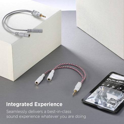 DUKABEL Headphone Splitter, AUX Splitter Cable for Headset Knitted 3.5mm Splitter 2-Way Audio Splitter Stereo Audio Y Cable Produces Equal Audio O...