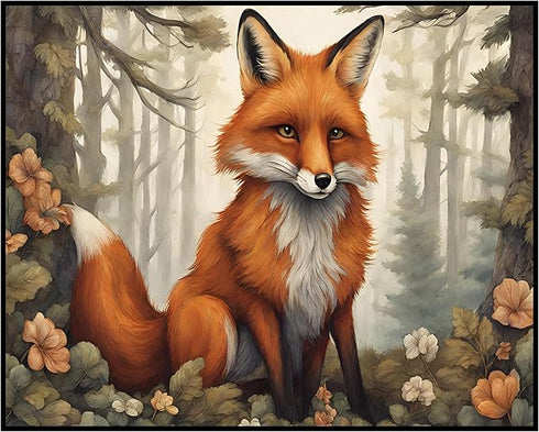 Posterizer 1 pcs- Cute red fox in the jungle-Art for Animal Lovers- Gift for Men Women Entrepreneur Teens-Decor for Home & Office- unframed wall a...