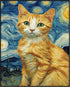 Posterizer 1 pcs- cute orange cat with starry night inspired background-Art for Animal Lovers-Gift for Art Lovers-Living Room Bedroom Decor- unfra...