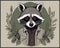 Posterizer 1 pcs- A raccoon with green halo and leaves arround it-Art for Animal Lovers- Gift for Men Women Entrepreneur Teens-Decor for Home & Of...