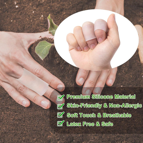 PAGOW 6pcs Silicone Finger Sleeves, Gel Finger Cots, Finger Support Protectors, Finger Covers Finger Caps for Arthritis Cracking Trigger Finger Pa...