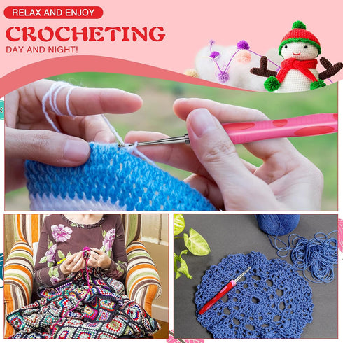 12 Sizes 2.0 mm to 8 mm Crochet Hooks Set, 3 Pcs Soft Grip Ergonomic Interchangeable Handle Crochet Hooks Beginner Knitting Kit Gift for DIY Craft...