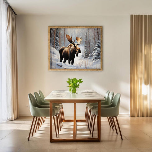 Posterizer 1 pcs-beautiful moose in snowy winter nature 2-Art for Animal Lovers-Landscape & Nature Art-Decor for Home & Office- unframed wall art...