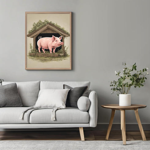 Posterizer 1 pcs- A pig on a small pigsty-Art for Animal Lovers- Gift for Men Women Entrepreneur Teens-Living Room Bedroom Decor- unframed wall ar...