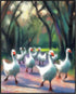 Posterizer 1 pcs-oil painting style art-flock of white geese 2-Art for Animal Lovers Gift for Art Lovers Decorations for Bedroom, Office, Living R...