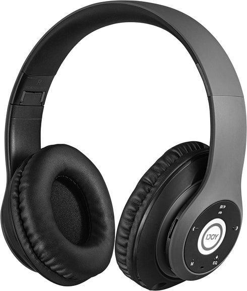 iJoy Bluetooth Headphones Over Ear, Wireless and Wired Foldable Headset Built-in Microphone, FM, Micro SD Card Slot - (Stealth) Adults Kids Men Wo...
