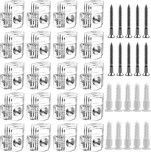 Mirror Hanging Kit, 20 Pieces Clear Plastic Mirror Holder Clips with Mounting Screws and Rawl Plugs...
