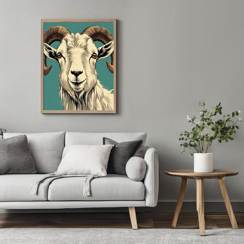 Posterizer 1 pcs-abstract retro goat poster with blue background 2-Art for Animal Lovers-GIft for Men Women Teens-Decor for Home & Office- unframe...