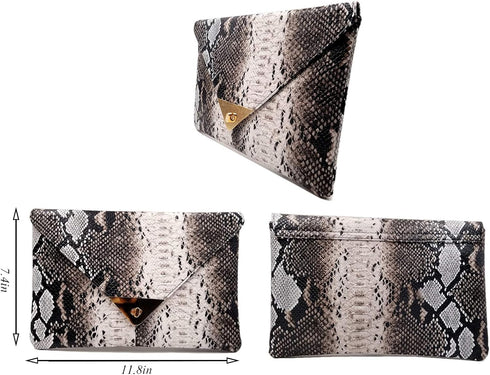 Newfancy Women Snakeskin Envelope Clutch Bag Crossbody Purses With Chains Evening Party Prom Shoulder Messenger Handbags...