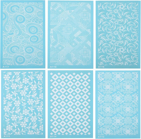 PATIKIL Polymer Clay Silk Screen,6pcs Silk Screen Stencils Reusable 6 Patterns Cute 5.9x3.5 inch for Polymer Clay Christmas Jewelry Making,Plants,...