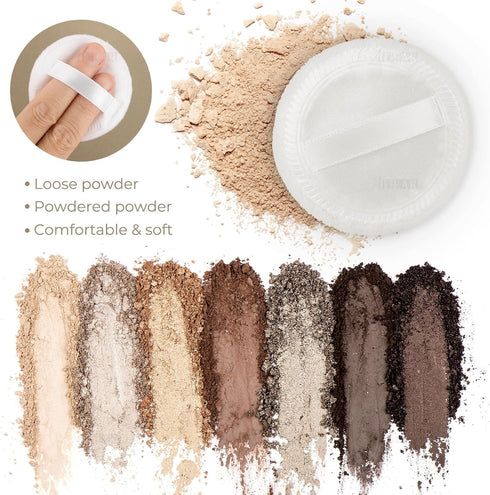 AUEAR, 10 Pack Powder Puffs Washable Pure Cotton Round Makeup Pads 2.36 Inch Cosmetic Face Powder Puff with Ribbon for Loose Foundation (White)...