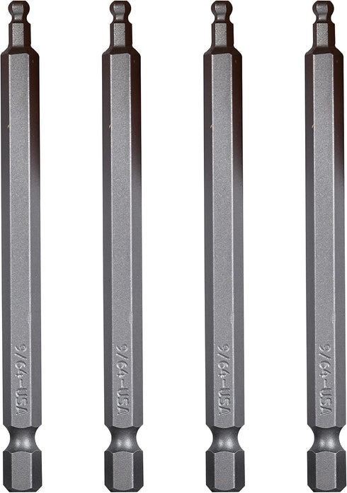 Mayhew Tools 19518-4 USA SAE Ball Hex Power Bit, 9/64 x 3.5", 4-Pack...