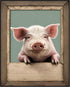 Posterizer 1 pcs- Cute piglet on a wooden frame-Art for Animal Lovers-Kids Room Art-Gift for Daughter, Son, Kids-Living Room Bedroom Decor- unfram...