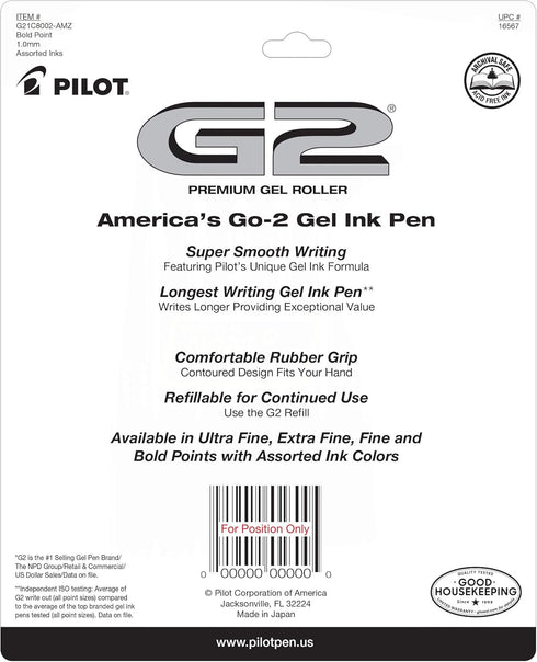 Pilot, G2 Premium Gel Roller Pens, Bold Point 1 mm, Pack of 8, Black and Blue...