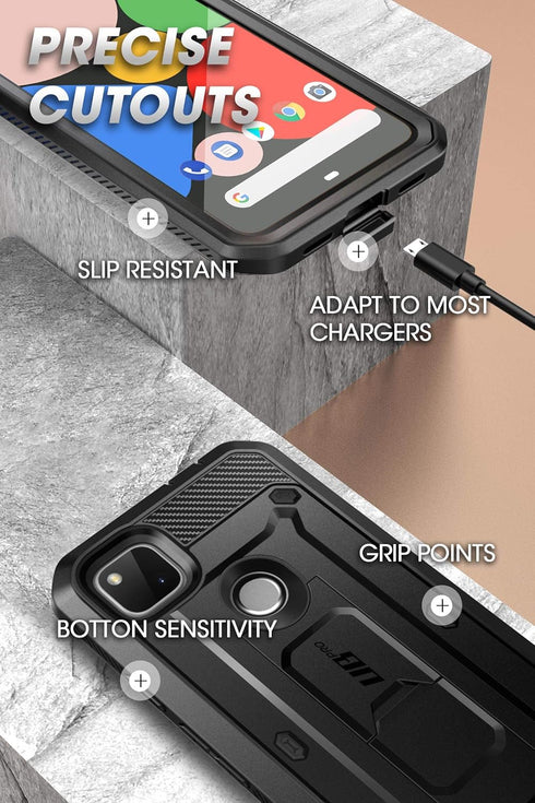 SUPCASE Unicorn Beetle Pro Series Case for Google Pixel 4A (2020 Release), Full-Body Rugged Holster Case with Built-in Screen Protector (Black)...