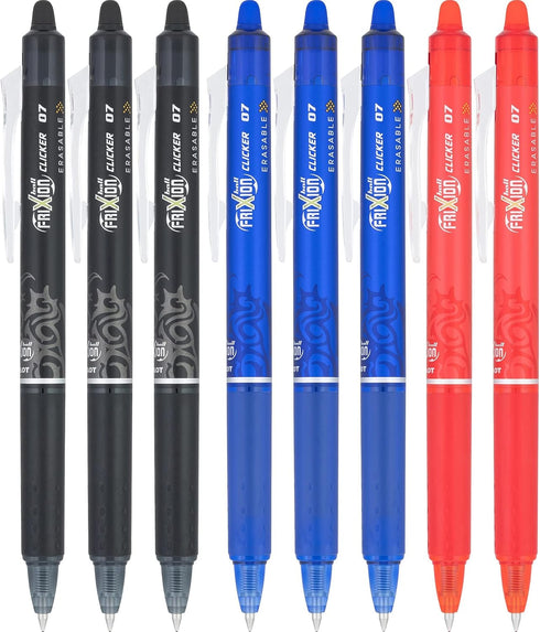 PILOT FriXion Clicker Erasable, Refillable & Retractable Gel Ink Pens, Fine Point, Assorted Ink, 8 Count (17219)...