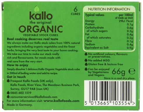 (2 Pack) - Kallo - Organic Vegetable Stock Cubes | 66g | 2 Pack Bundle...