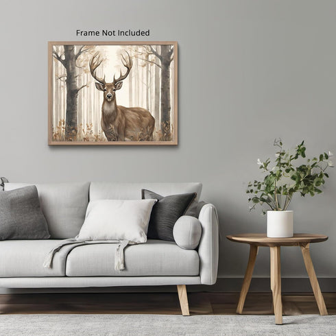 Posterizer 1 pcs- A deer standing in a foggy jungle-Art for Animal Lovers-Landscape & Nature Art- Gift for Men Women Teens-decor for Bedroom, Offi...
