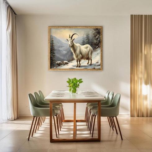 Posterizer 1 pcs-goat in snowy winter nature-oil painting style 10-Art for Animal Lovers-Landscape & Nature Art-Decor for Home & Office- unframed ...
