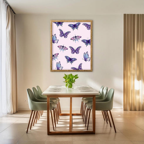 Posterizer 1 pcs-Pink and Purple Cute Aesthetic Girly Butterflies-Art for Animal Lovers-Landscape & Nature Art-Gift for Girls, Teens-Living Room B...