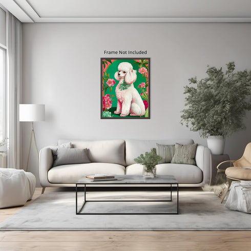 Posterizer 1 pcs-chinoiserie full poodle and flowers-Art for Animal Lovers-Abstract & Modern Art-Living Room Bedroom Decor- UNFRAMED Wall Art...