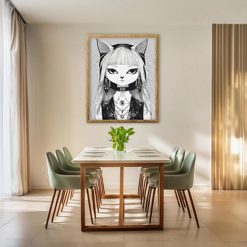 Posterizer 1 pcs- cute girl in fox gothic costume-Gothic Art-Art for Animal Lovers- Living Room Bedroom Decor- unframed wall art...