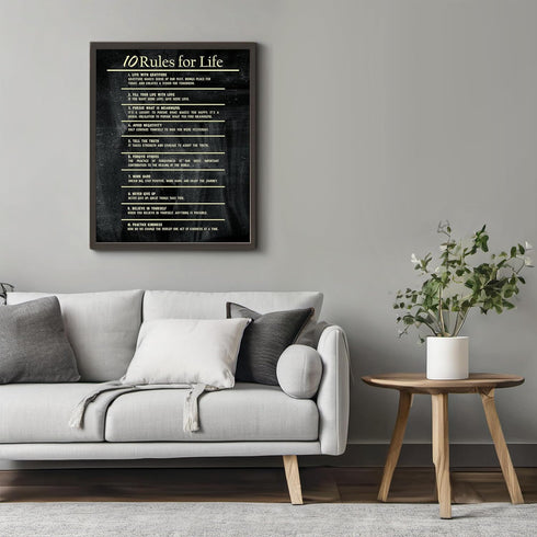 Posterizer 1 pcs-10 rules for life-daily encouraging reminders-Motivational & Inspirational Art-Workplace & Office Art-Decor for Home & Office- UN...