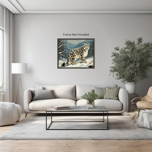 Posterizer 1 pcs-snow leopard in a wintery nature-oil painting style 3-Art for Animal Lovers-Landscape & Nature Art-Decor for Home & Office- unfra...