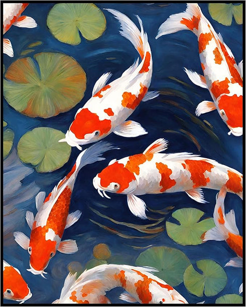 Posterizer 1 pcs- Beautiful gold fish swimming in water print-Art for Animal Lovers- Gift for Men Women Entrepreneur Teens-decor for Bedroom, Offi...