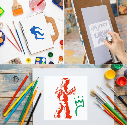 Graffiti Stencils for Painting - 36 Pcs Reusable Street Art Stencils for Painting on Wood, Doodle Stencils for Painting on Wood Wall Canvas Rock, ...