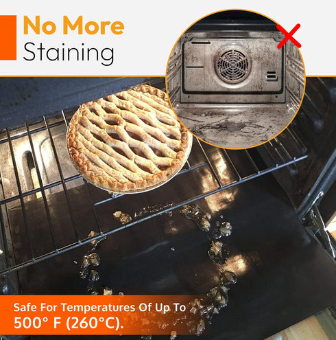 Oven Liners for Bottom of Electric Gas Oven Reusable - 4 Pack Large Heavy Duty Nonstick Teflon Range Mat 17"x 25" - Stove Floor Protector Liner Ea...