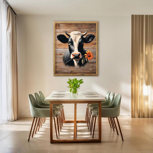 Posterizer 1 pcs-Rustic Farmhouse Cute Cow Picture-Art for Animal Lovers- Gift for Men Women Entrepreneur Teens-Decor for Home & Office- unframed ...