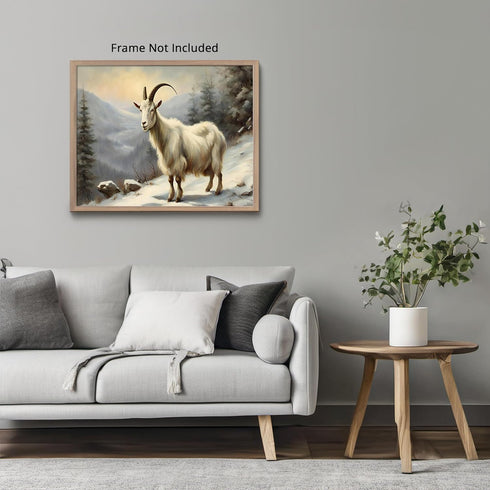 Posterizer 1 pcs-goat in snowy winter nature-oil painting style 10-Art for Animal Lovers-Landscape & Nature Art-Decor for Home & Office- unframed ...