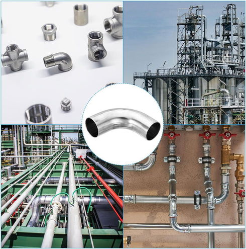 PATIKIL 2pcs 90 Degree Mandrel Bend Elbow, 1 1/2 Inch OD Steel Exhaust Elbow Exhaust Piping Connector 304 Stainless for Exhaust Pipe Stair Handrai...