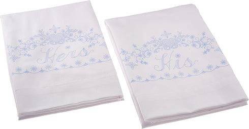 Janlynn Stamped Cross Stitch Kit, His/Hers Bridal Set Pillowcase Pair, Green...