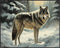 Posterizer 1 pcs-gray wolf in snowy wintery nature-oil painting style 1-Art for Animal Lovers-Landscape & Nature Art-Decor for Home & Office- unfr...