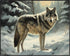 Posterizer 1 pcs-gray wolf in snowy wintery nature-oil painting style 3-Art for Animal Lovers-Landscape & Nature Art-Decor for Home & Office- unfr...