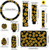 16 Pieces Sunflower Car Accessories Set Steering Wheel Cover Armrest Pad Gear Knob Cover Handbrake Cover Seat Belt Cover Cup Holder Vent Decoratio...