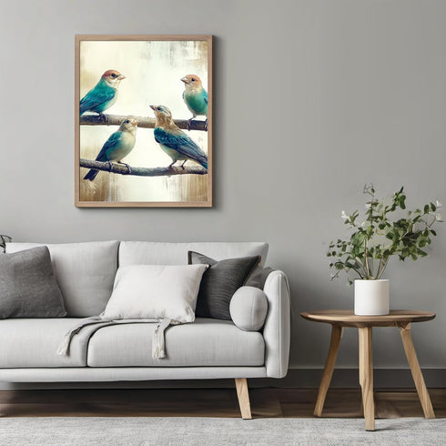 Posterizer 1 pcs-cute little birds on a branch serene scene poster -1-Art for Animal Lovers Gift for Men Women Teens Decor for Home & Office- unfr...