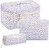 3 Pcs Quilted Makeup Bag Large Cosmetic Bag Floral Makeup Bag Travel Aesthetic Cute Kawaii Toiletry Cosmetic Pouch with Zipper for Women Gifts Hom...