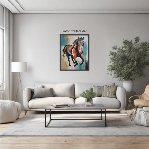 Posterizer 1 pcs- running horse in oil painting style poster-Art for Animal Lovers-Abstract & Modern Art-Gift for Art Lovers-Living Room Bedroom D...