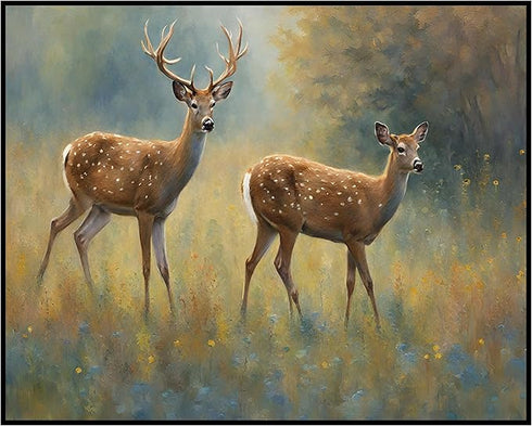 Posterizer 1 pcs- beautiful wild deers in nature-Art for Animal Lovers-Landscape & Nature Art- Living Room Bedroom Decor- unframed wall art...