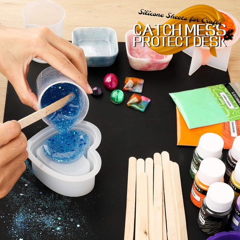 LEOBRO 3 Pack 15.7"x 11.7" Silicone Mats for Crafts, Silicone Mat, Nonstick Silicone Sheet for Resin Molds, Silicone Craft Mat for Epoxy Resin Cla...